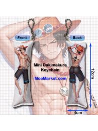 One Piece Portgas D. Ace Mini Dakimakura Keychain Phone Strap